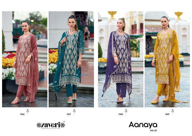 Anaya Vol 2 By Zaveri Organza Embroidery Kurti With Bottom Dupatta Orders In India